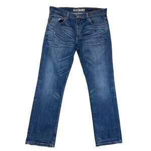 Alesbury Jeans Mens 35x30‎ Blue Denim Straight Fit Stretch Medium Wash